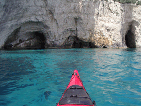 sea kayaking blue caves, zakynthos, ionian islands, greece